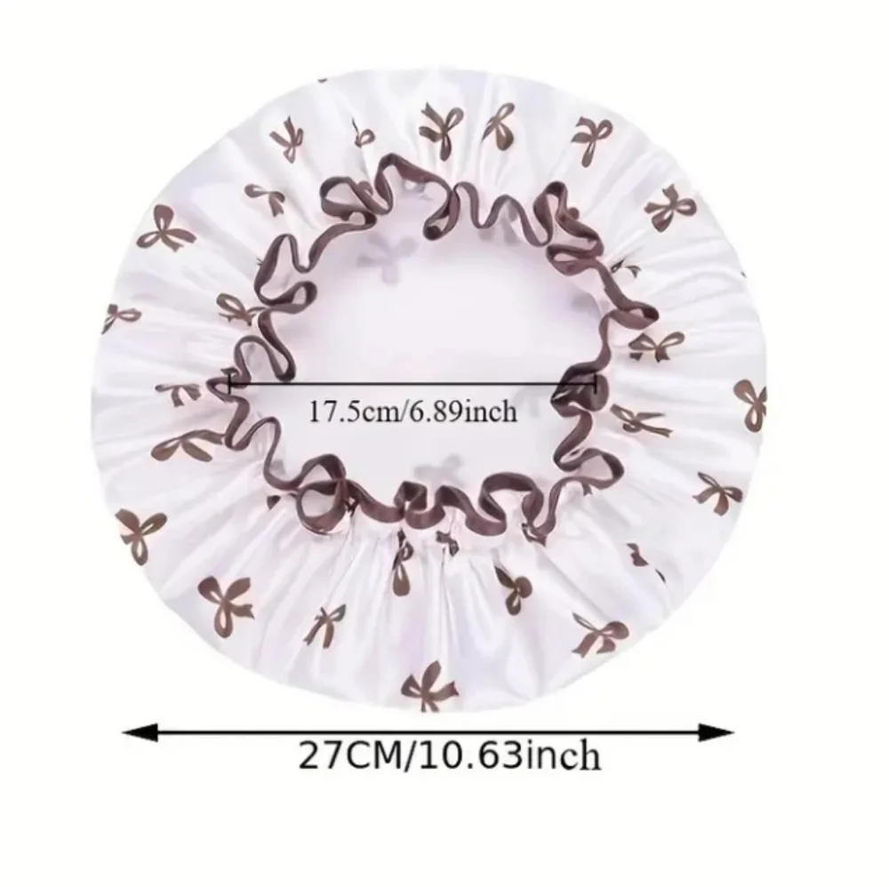 Elegant Ribbon Double-Layer Shower Cap